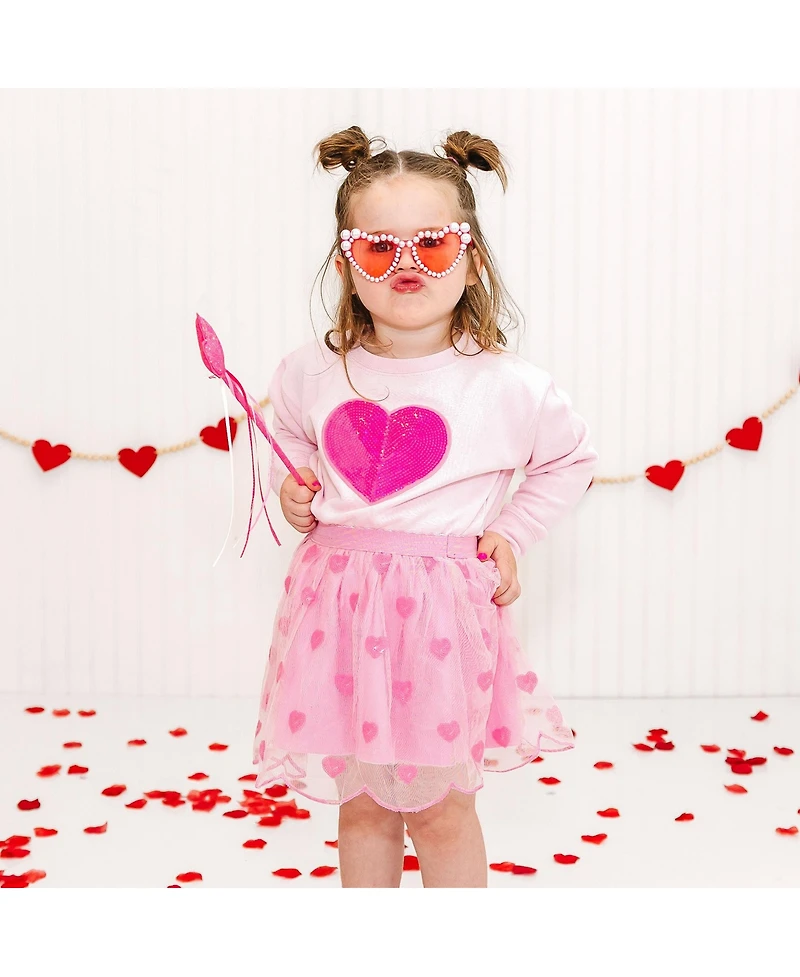 Sweet Wink Baby Girls Heart Sequin Patch Sweatshirt