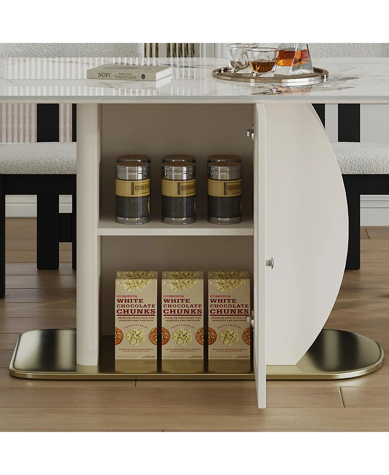 Streamdale 63" Modern Dining Table Set w/ Storage, Chairs Included