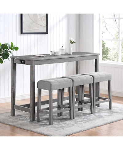 Streamdale Furniture Industrial Bar Table Set with Power Outlet