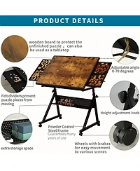 Streamdale Furniture 1500 pieces Jigsaw Puzzle metal Table board for adults gift with 4 trays