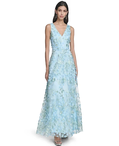 Eliza J Petite 3D Floral Applique Gown