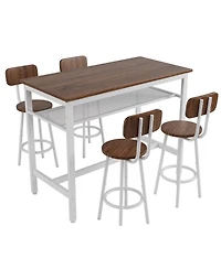 Streamdale Furniture 5-Piece Bar Table & Chairs Set, Modern Metal Counter Height Dining Set