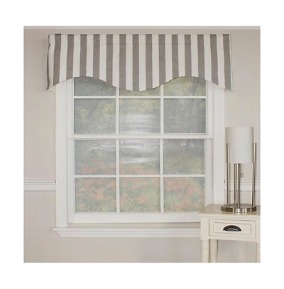 Rlf Home Awning Style Stripe Design 3" Rod Pocket Valance, 50" x 17"