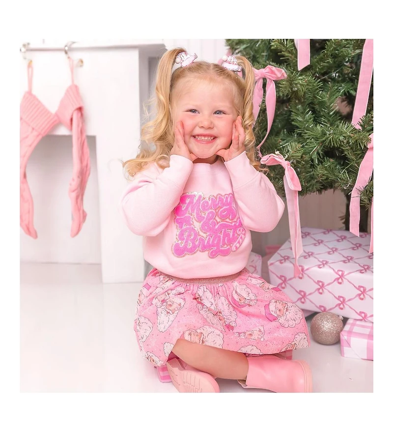 Sweet Wink Baby Girls Merry and Bright Patch Christmas Sweatshirt