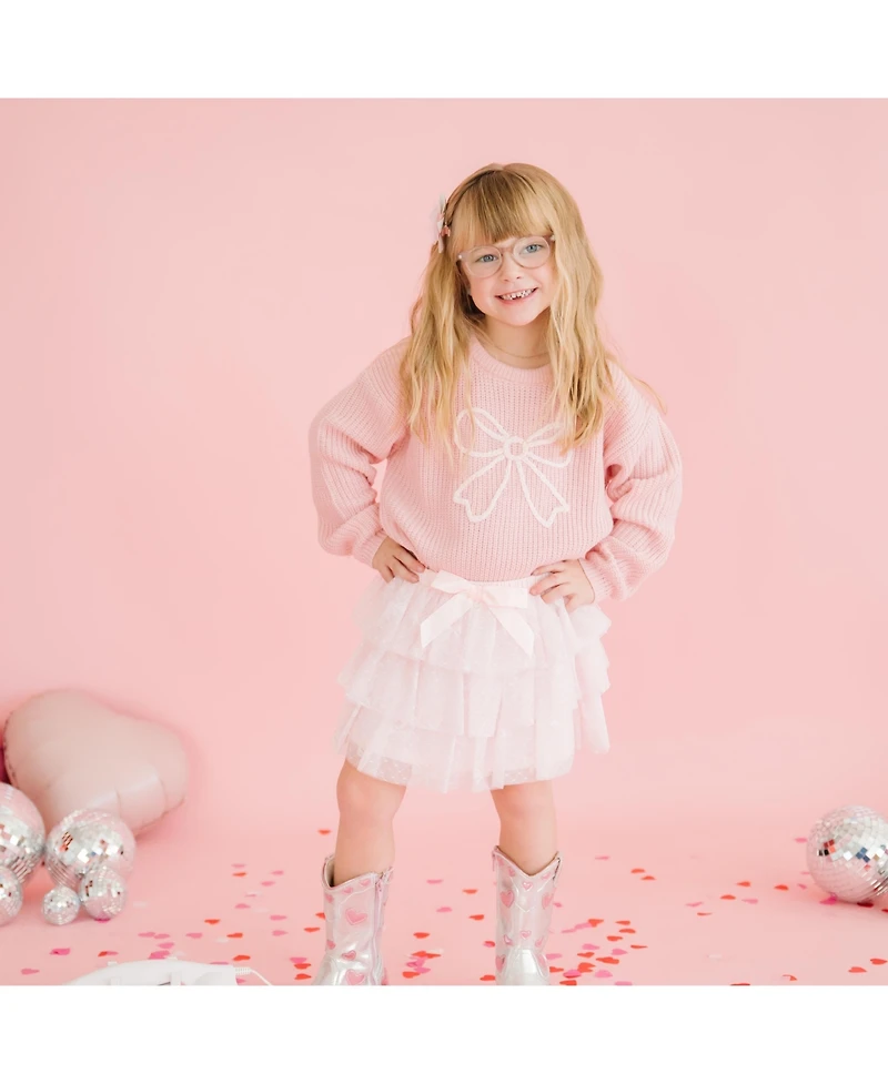 Sweet Wink Little Girls Coquette Bow Knit Sweater