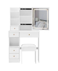 Streamdale Furniture Led Mirror Vanity Table with Stool