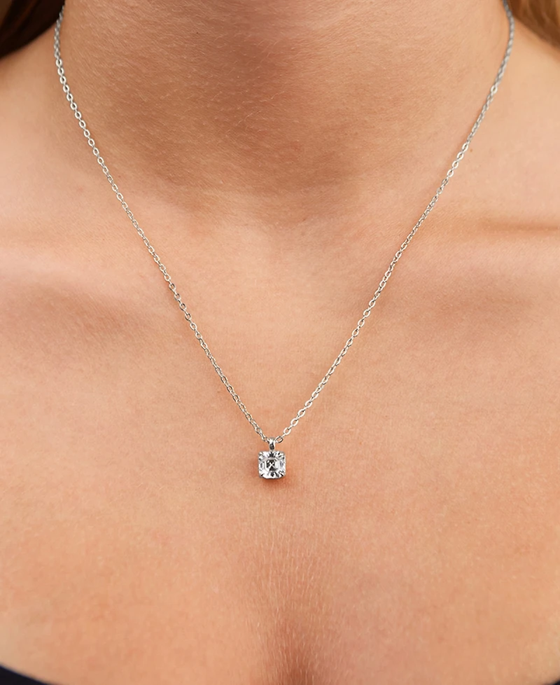 Sterling Forever Asscher Prong Set Pendant