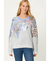 Olsen Women's Floral Plush Sweater
