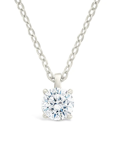 Sterling Forever Round Cz Prong Set Pendant