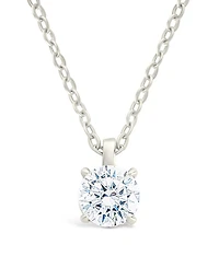 Sterling Forever Round Cz Prong Set Pendant