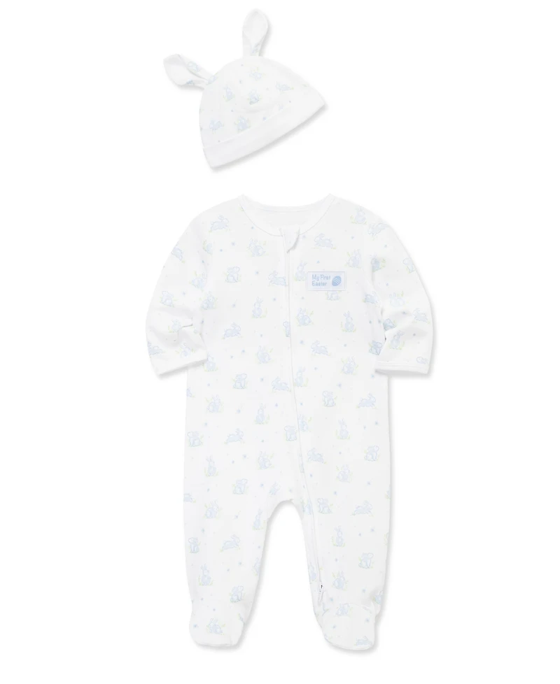 Little Me Baby Boys' My 1st Easter Bunny Printed Footie and Hat