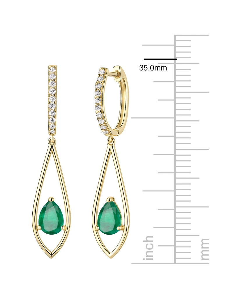 Macy's Emerald (1-1/4 ct. t.w.) And Diamond (1/6 Drop Earrings 14k Gold (Also Available Sapphire & Ruby)