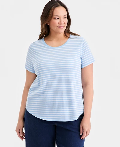 Style & Co Plus Size Perfect Crewneck Short-Sleeve Top, Macy's Exclusive