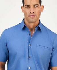 Alfani Men's Modern Classic-Fit Stretch Solid Button-Down Shirt, Created for Macy's