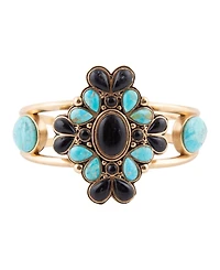 Barse Barcelona Blue Turquoise Black Onyx Golden Cuff Bracelet