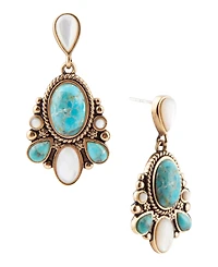 Barse Barcelona Turquoise and Mother of Pearl Post Drop Earrings