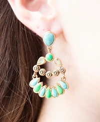Barse Legacy Blue and Lime Turquoise Golden Post Drop Earrings