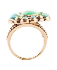 Barse Legacy Lime Green and Blue Turquoise Golden Statement Ring