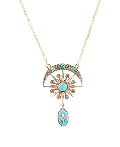 Barse Celestial Blue Turquoise Golden Drop Necklace