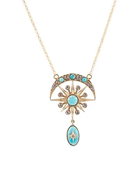 Barse Celestial Blue Turquoise Golden Drop Necklace