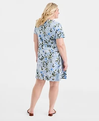 Style & Co Plus Round-Neck Short-Sleeve T-Shirt Dress, Macy's Exclusive