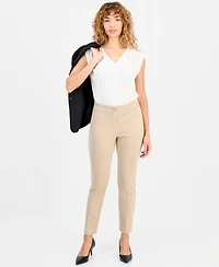 Anne Klein Essentials Petite Ponte-Knit Pull-On Slim Pants