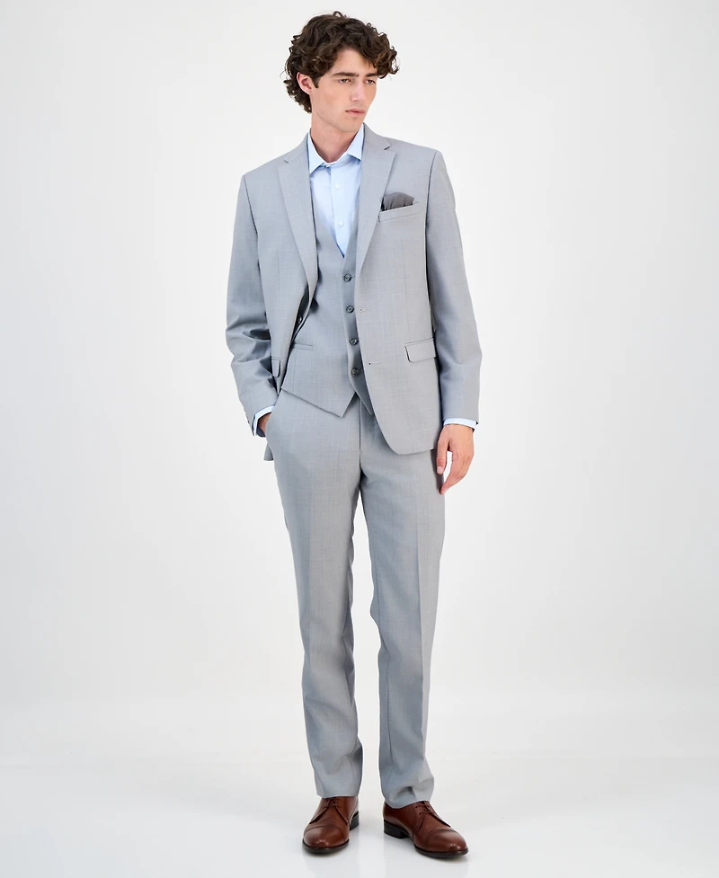 Bar Iii Men's Slim-Fit Wool Sharkskin Suit Pants, Created for Macy's