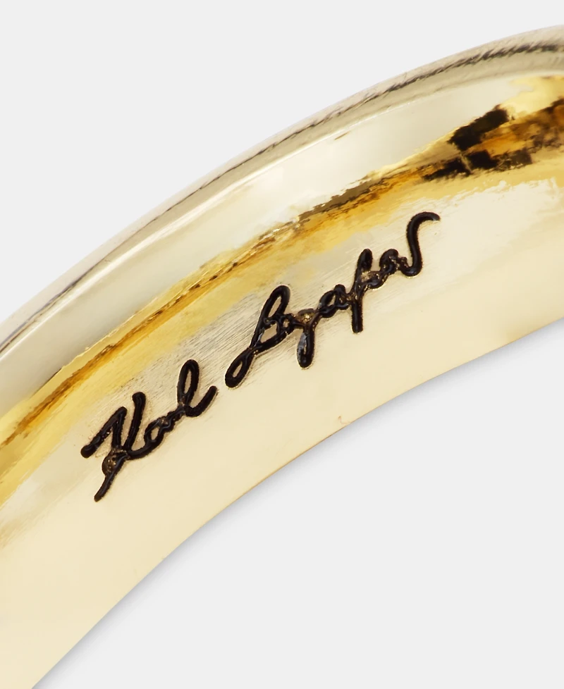 Karl Lagerfeld Paris Gold-Tone Enamel Flower Inlay Small Hoop Earrings, 0.68"