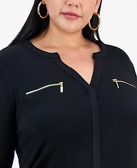 I.n.c. International Concepts Plus Zip-Pocket Top, Created for Macy's