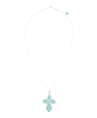 Barse Blue Turquoise Cross Pendant Sterling Silver Necklace