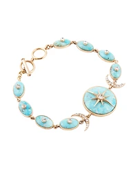 Barse Celestial Blue Turquoise Golden Link Bracelet