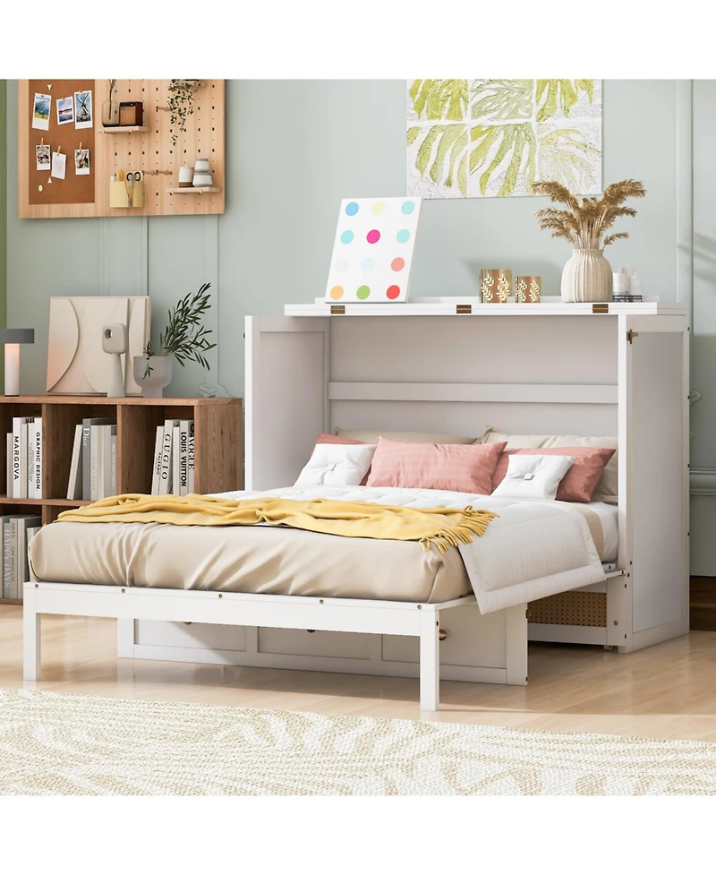 Streamdale Furniture Full Murphy Bed with Large Drawers, Gray