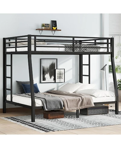 Streamdale Furniture Metal Full Xl over Queen Bunk Bed for Teens/Adults - Space-Saving, Noise Reduced