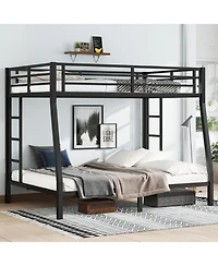 Streamdale Furniture Metal Full Xl over Queen Bunk Bed for Teens/Adults - Space-Saving, Noise Reduced