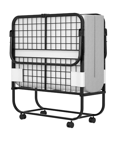 Aheaplus 38" Twin Size Folding Bed with 4.5" Memory Form Mattress and Sturdy Metal Frame