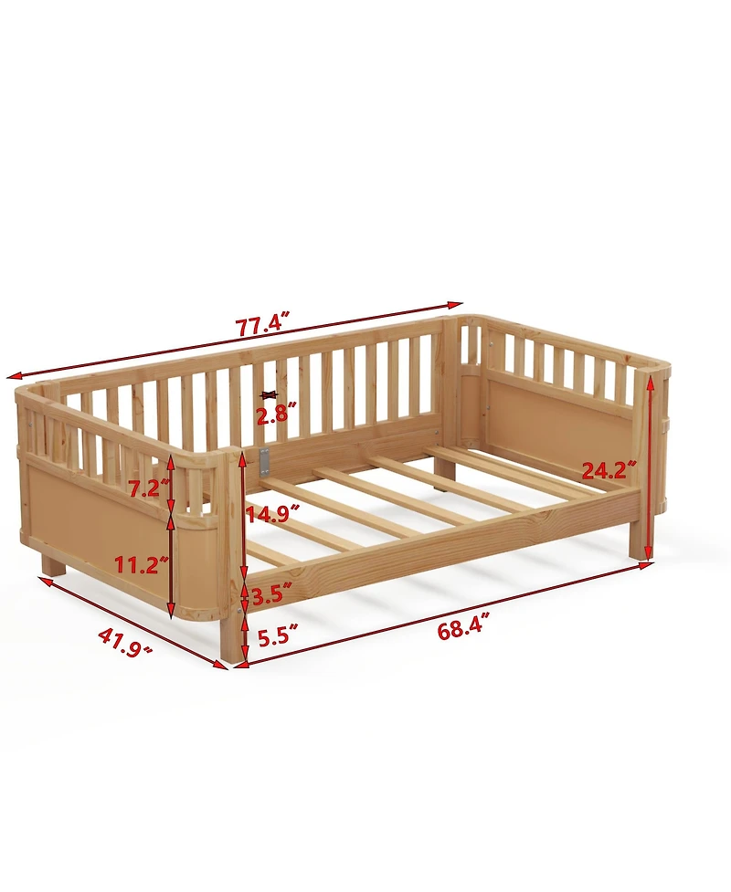 Streamdale Furniture Twin Wood Platform Bed with Rails