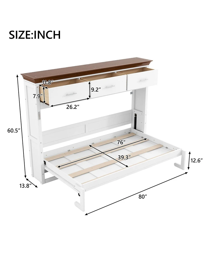 Streamdale Furniture Murphy Bed with 3 Drawers