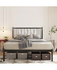 gaomon Full Size Bed Frame Metal Platform with Headboard Mattress Foundation 12” Under Bed Storage