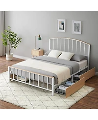 gaomon Full Size Metal Bed Frame with Headboard & Footboard 4 Storage Drawers No Box Spring