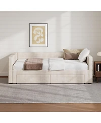 Streamdale Furniture Twin Upholstered Daybed with Trundle, Extendable to King