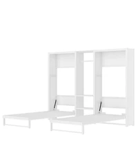 Streamdale Furniture Twin Murphy Bed with Wardrobe, Shelves & Power Outlets, White