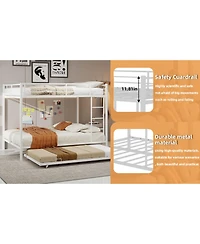 Streamdale Furniture Durable Square Tube Iron Bunk Bed with Safety Rails - Queen Size