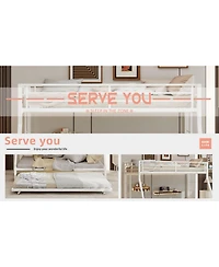 Streamdale Furniture High-Stability Square Tube Bunk Bed with Ladder & Trundle - White