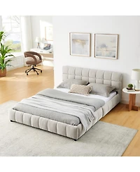 Streamdale Furniture Queen Size Chenille Upholstered Bed with Storage Drawer