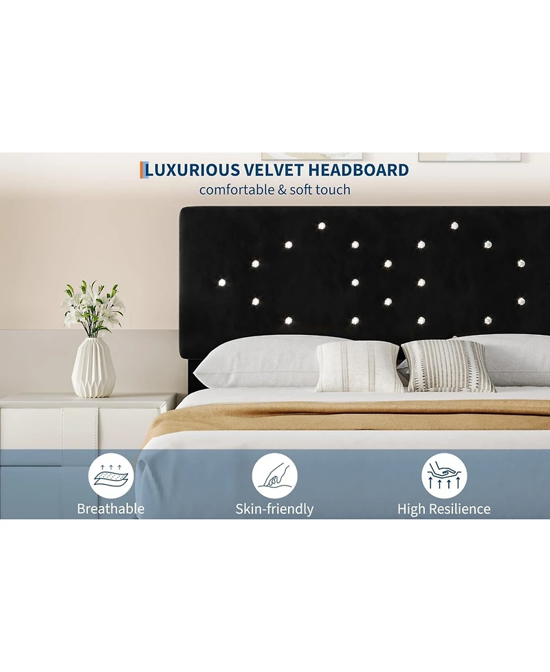 gaomon Linen Platform Bed with Button Tufted Headboard