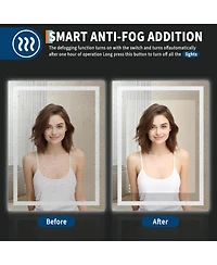 gaomon 40x32 Led Lighted Anti-Fog Dimmable Bathroom Vanity Mirror with Front & Backlit for Wall