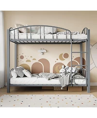 gaomon Metal Bunk Bed Twin Over Twin Heavy Duty Bunkbeds Safety Ladder Arched Guardrail Space-Saving No Box Spring