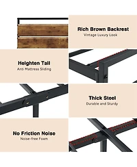 gaomon Full Size Bed Frame, Upholstered Platform with Overhead Placement Space