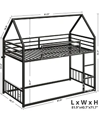 Bunk Bed Twin Xl Over Twin Xl with Ladder and Guardrail, Space Saving, No Box Spring Needed, Black
