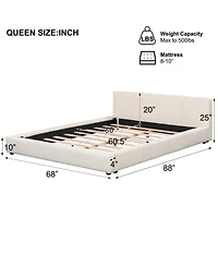Streamdale Furniture Queen Faux Leather Birch Engineered Wood Minimalist Design, Durable Frame, No Box Spring Required Bed